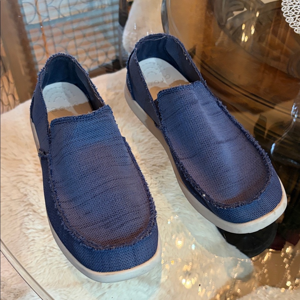 CROCS Navy Canvas Slip-On Loafers